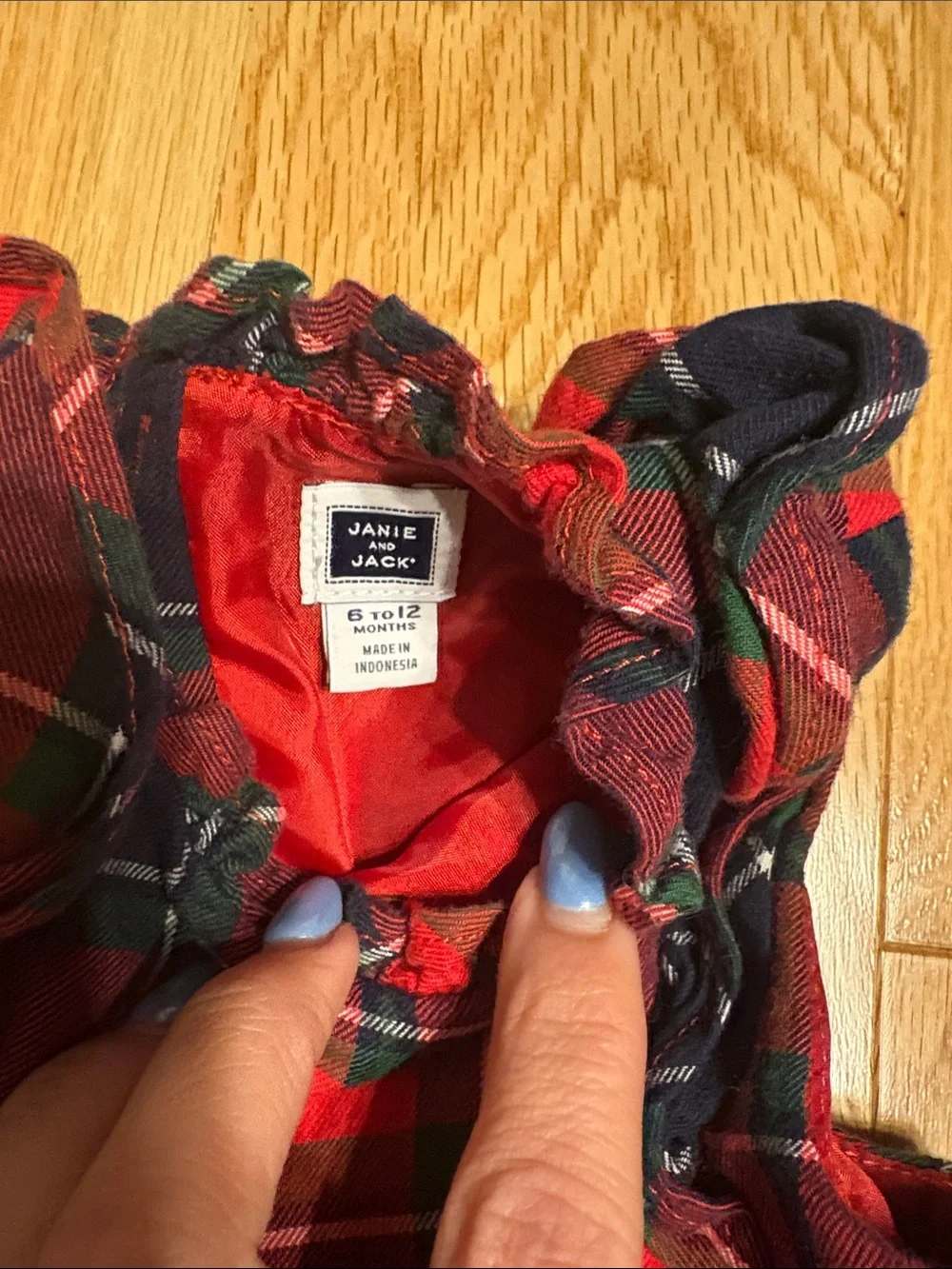 Janie and Jack Red and Green Plaid Ruffle Diaper Cover Set